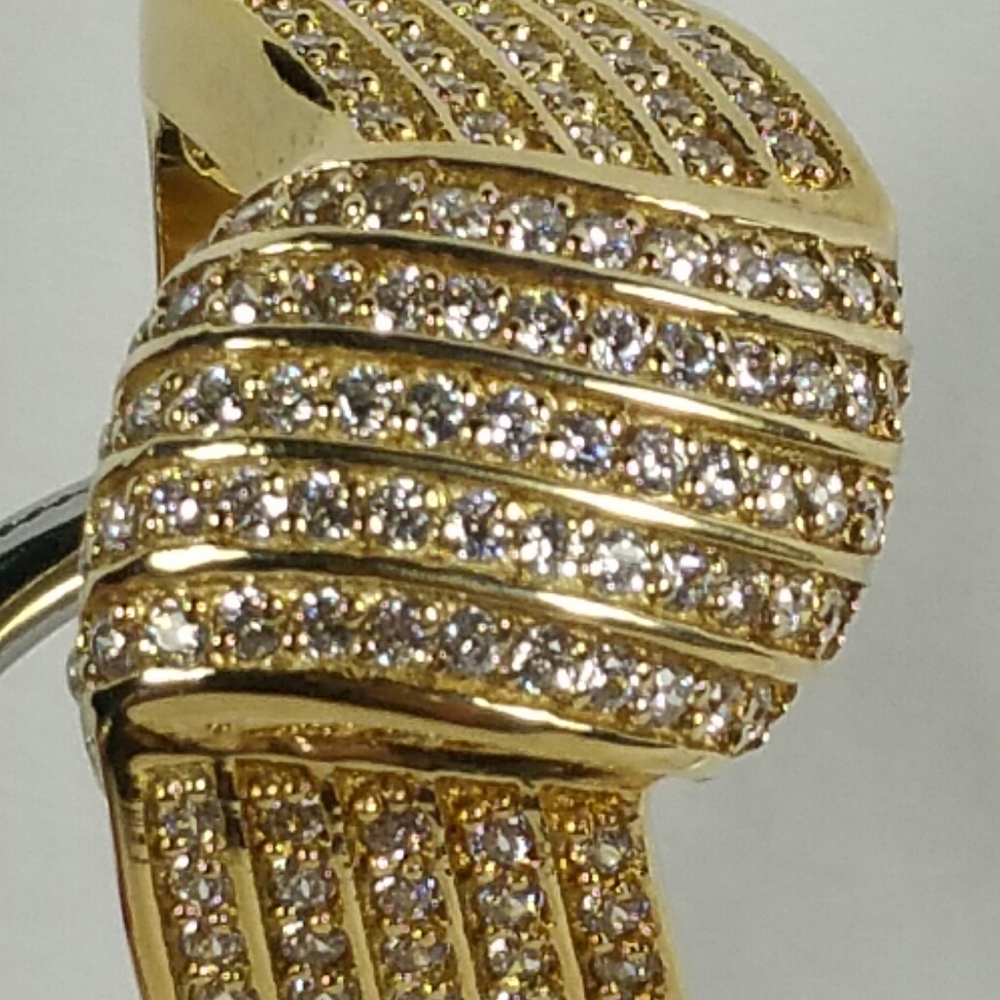 sz 9 DESIGNER FE CLEAR CZ GOLD 925 STERLING RING